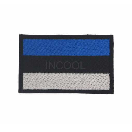 kolmevärviline embleem sinise, musta ja valge triibuga
