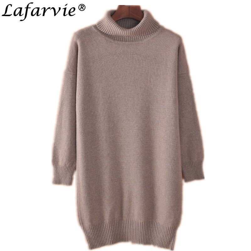 beež kolmveerand varrukatega kõrge kaelusega pullover