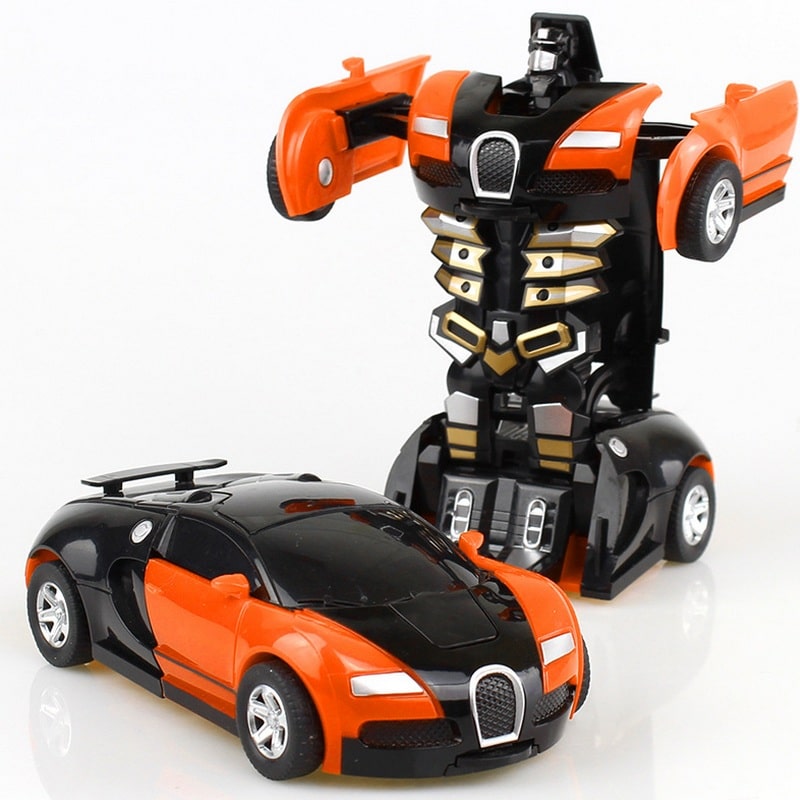 must ja oranž auto, mis muutub robotiks