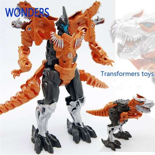 oranž ja must robot, mis muutub dinosauruseks
