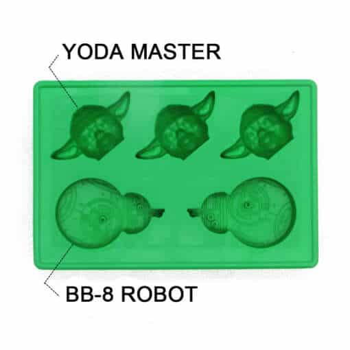 roheline silikoonvorm Yoda ja BB-8 kujutistega