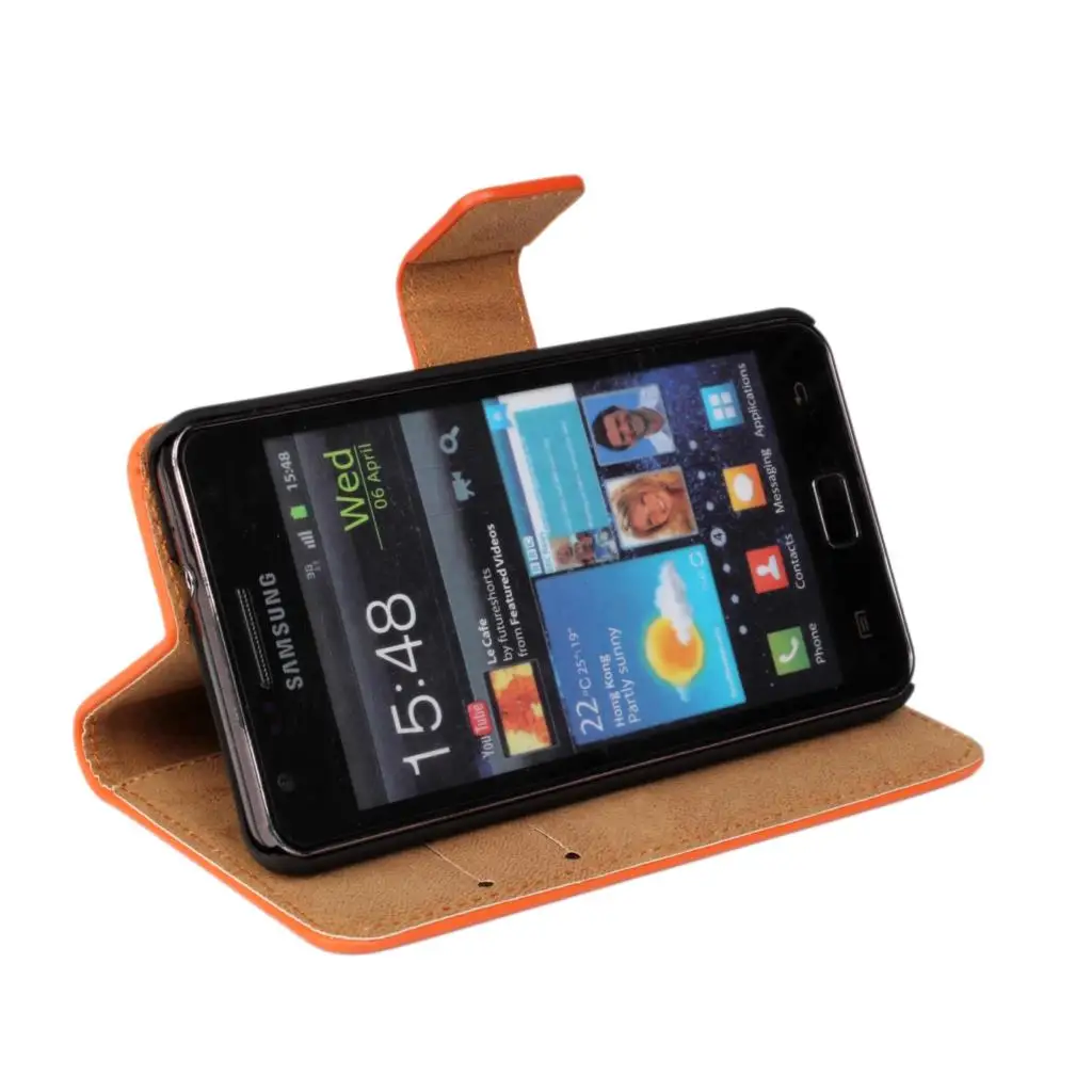High quality Retro leather phone case wallet flip cover Card holder cover case for Samsung Galaxy S2 i9100 i9103 GG 3