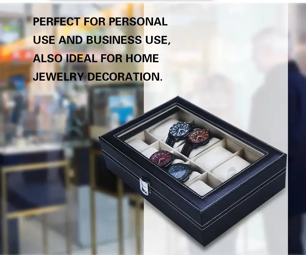 2017 High Quality PU Leather 12 Slots Wrist Watch Display Box Storage Holder Organizer Watch Case Jewelry Dispay Watch Box 13