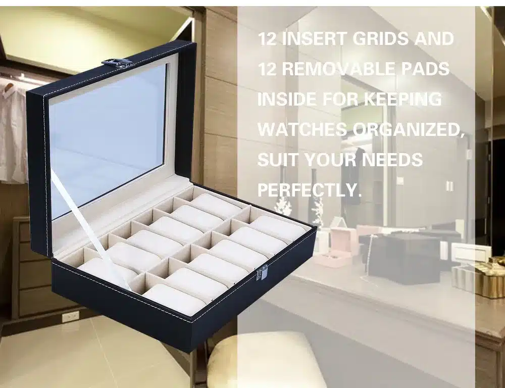 2017 High Quality PU Leather 12 Slots Wrist Watch Display Box Storage Holder Organizer Watch Case Jewelry Dispay Watch Box 15