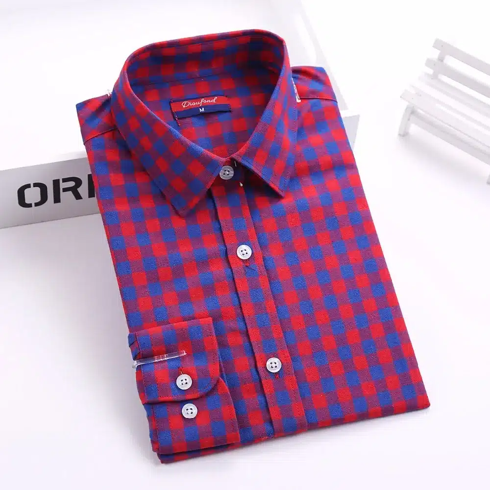 Red Plaid Shirt Women Blouses Cotton Long Sleeve Tops Ladies Blusas Femininas Women Shirts Plus Size Clothing Summer Autumn 2017 16