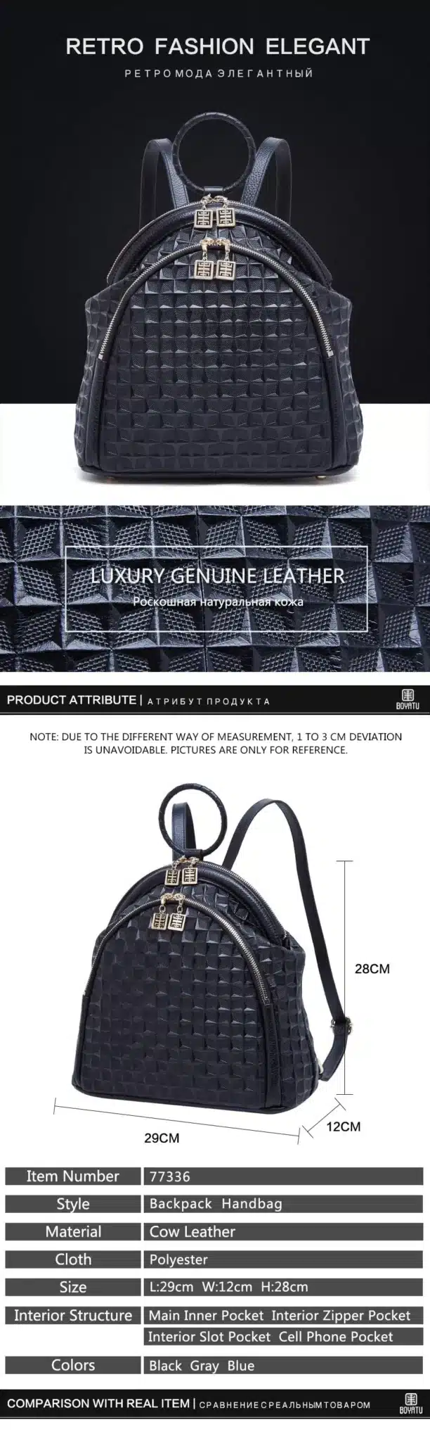 BOYATU Genuine Women Bagpack Leather Vintage Luxury Small Backpack Evening Bags for Women 2018 Cantasi Muchila Mochila Feminina 4