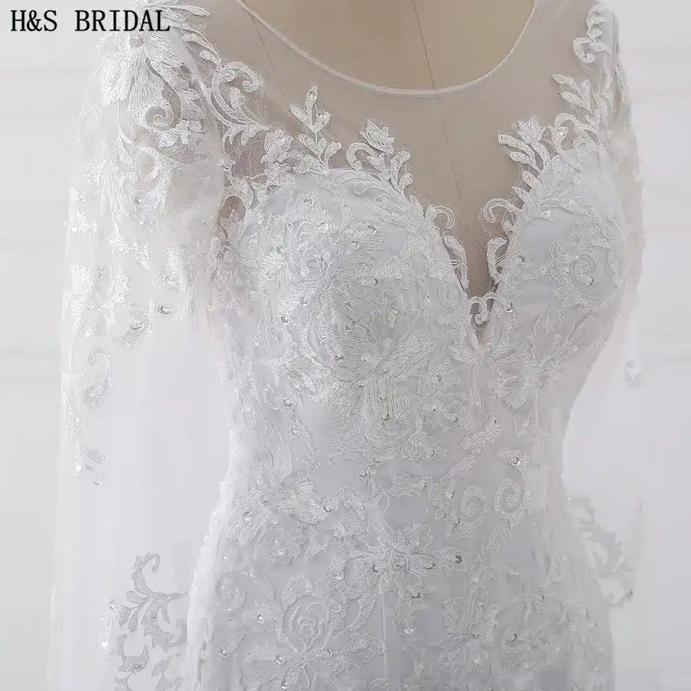 H&S BRIDAL Long Sleeve wedding dress mermaid 2018 Beaded Embroidered Lace Wedding Dresses Vestido De Noiva Wedding Gown 7
