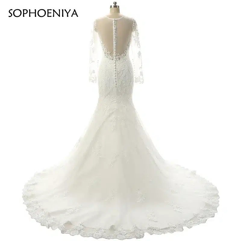 New Arrival Robe de mariee O-Neck Long sleeve Lace Appliques Mermaid Wedding dresses 2018 Vestido de noiva 4