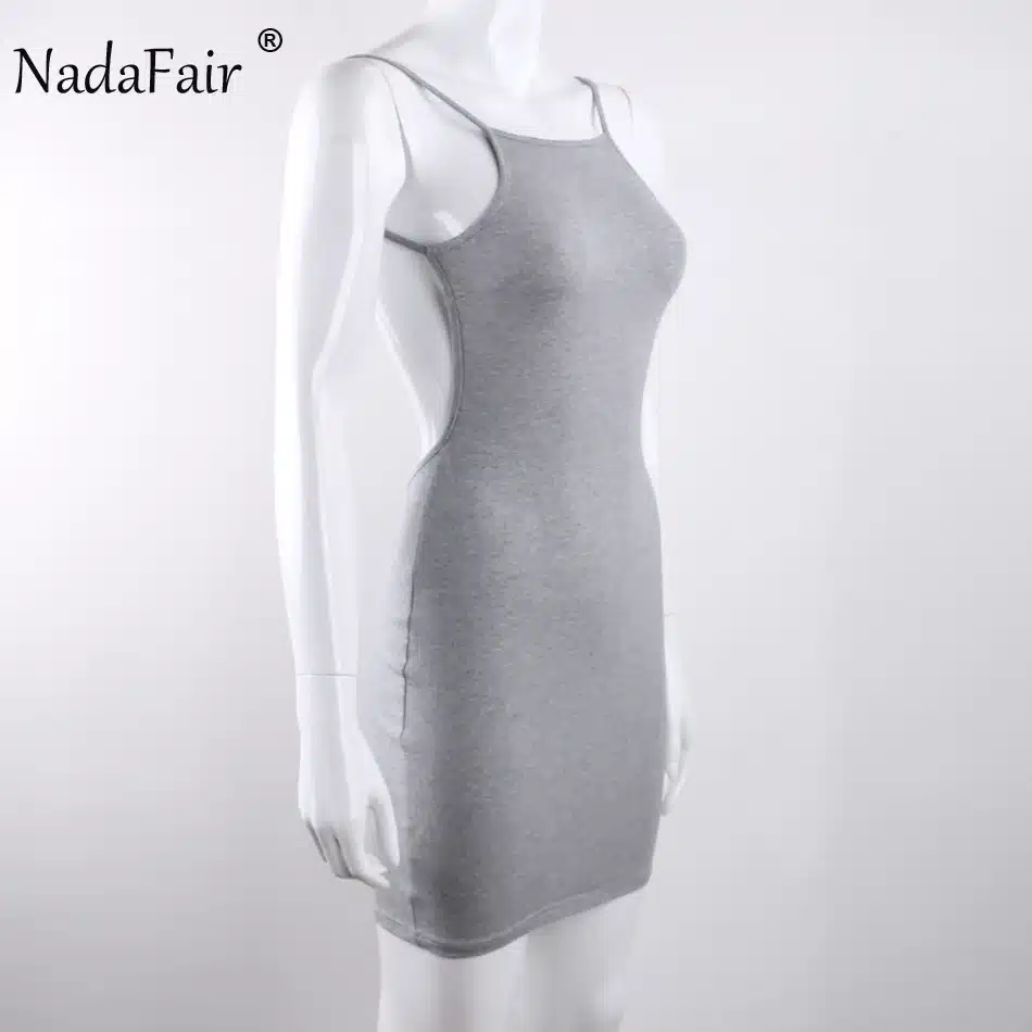 Nadafair 95% Cotton Spaghetti Strap Black Sexy Club Backless Bodycon Dress Women Summer Beach Casual Mini Dress 19