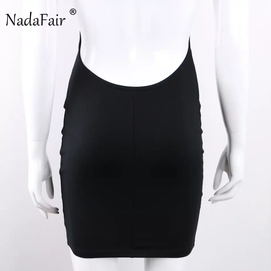 Nadafair 95% Cotton Spaghetti Strap Black Sexy Club Backless Bodycon Dress Women Summer Beach Casual Mini Dress 29