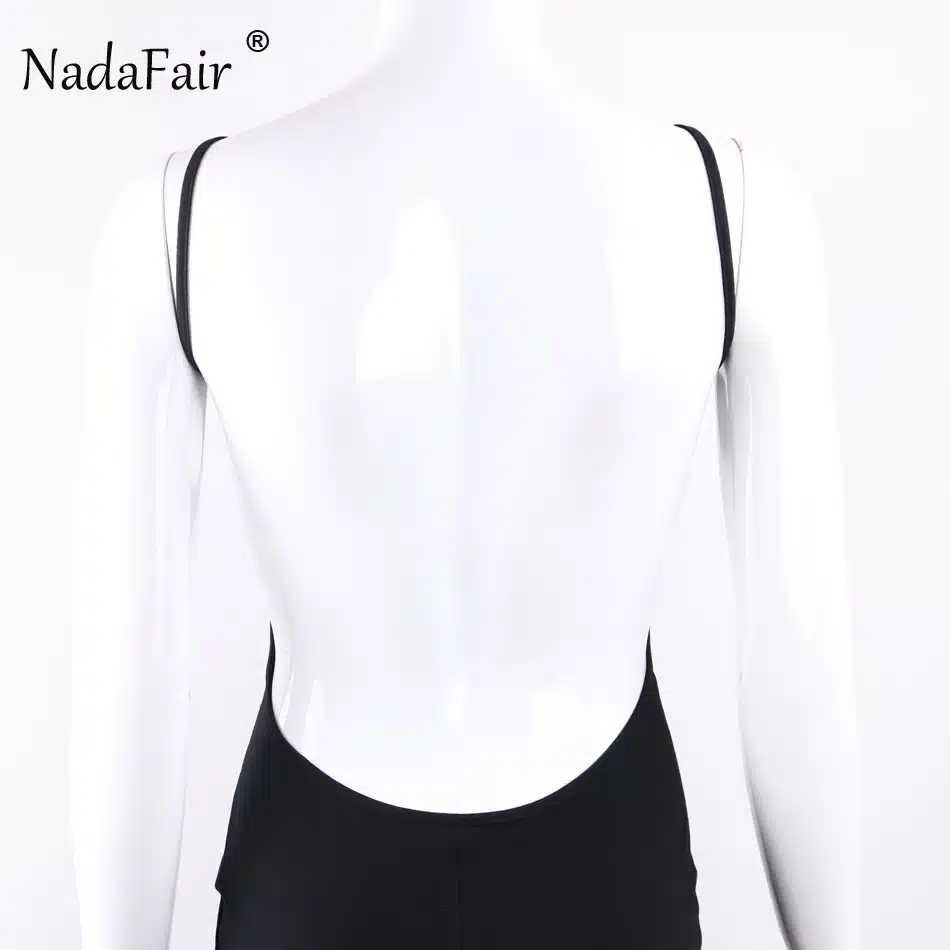 Nadafair 95% Cotton Spaghetti Strap Black Sexy Club Backless Bodycon Dress Women Summer Beach Casual Mini Dress 28