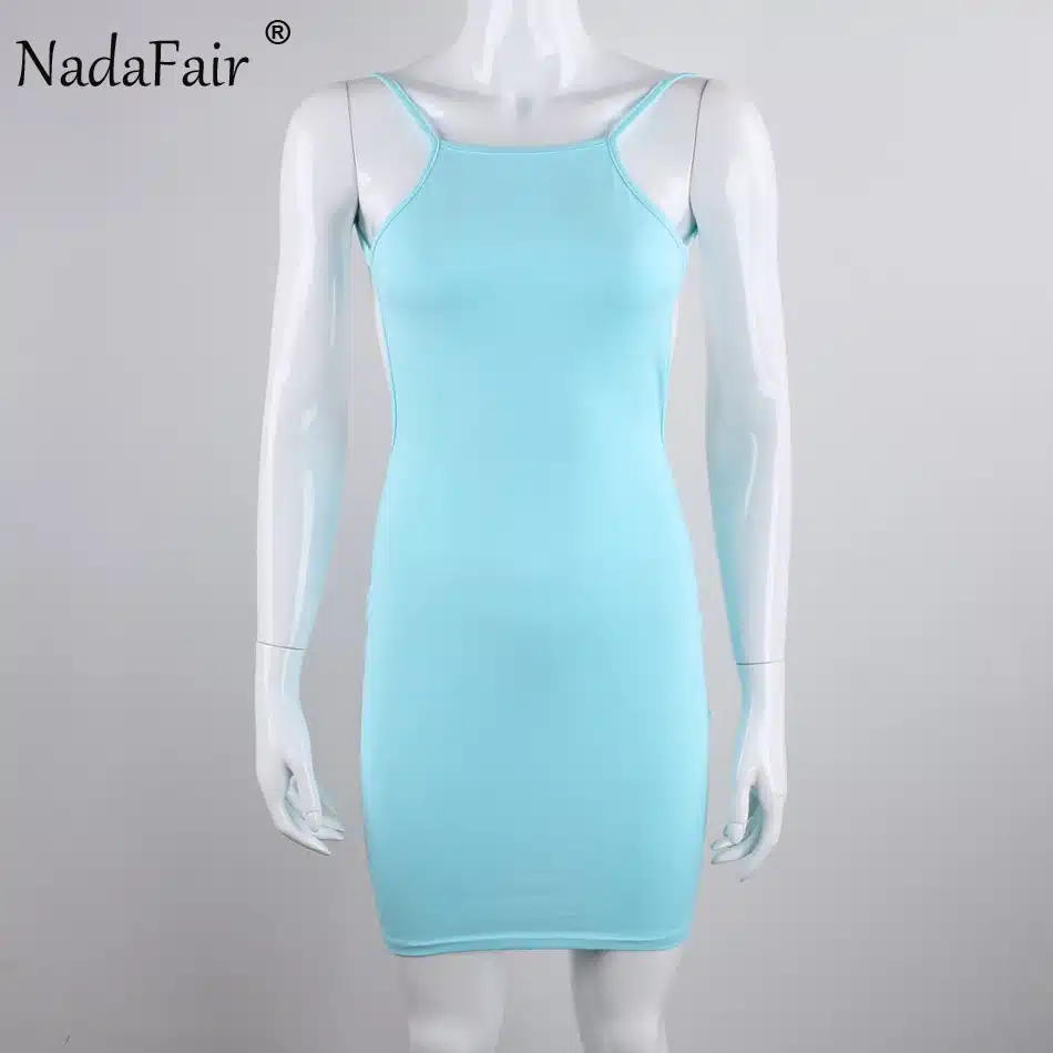 Nadafair 95% Cotton Spaghetti Strap Black Sexy Club Backless Bodycon Dress Women Summer Beach Casual Mini Dress 30