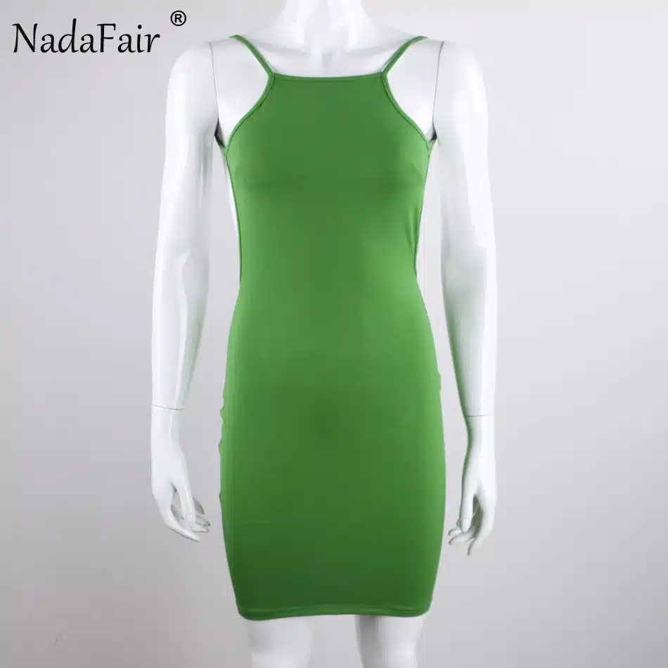 Nadafair 95% Cotton Spaghetti Strap Black Sexy Club Backless Bodycon Dress Women Summer Beach Casual Mini Dress 36