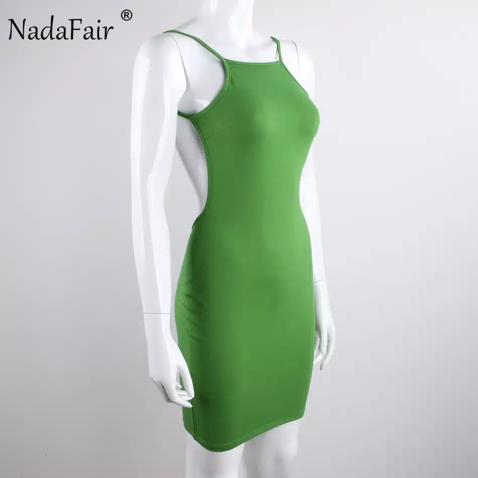 Nadafair 95% Cotton Spaghetti Strap Black Sexy Club Backless Bodycon Dress Women Summer Beach Casual Mini Dress 37
