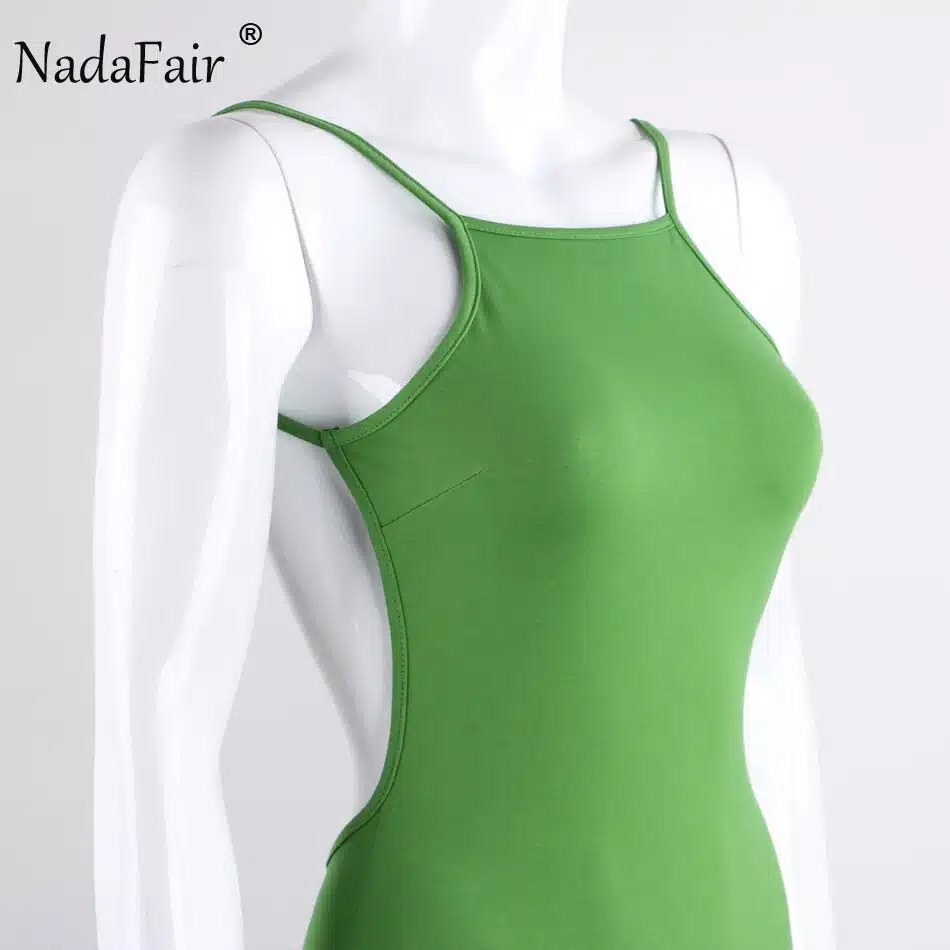 Nadafair 95% Cotton Spaghetti Strap Black Sexy Club Backless Bodycon Dress Women Summer Beach Casual Mini Dress 38