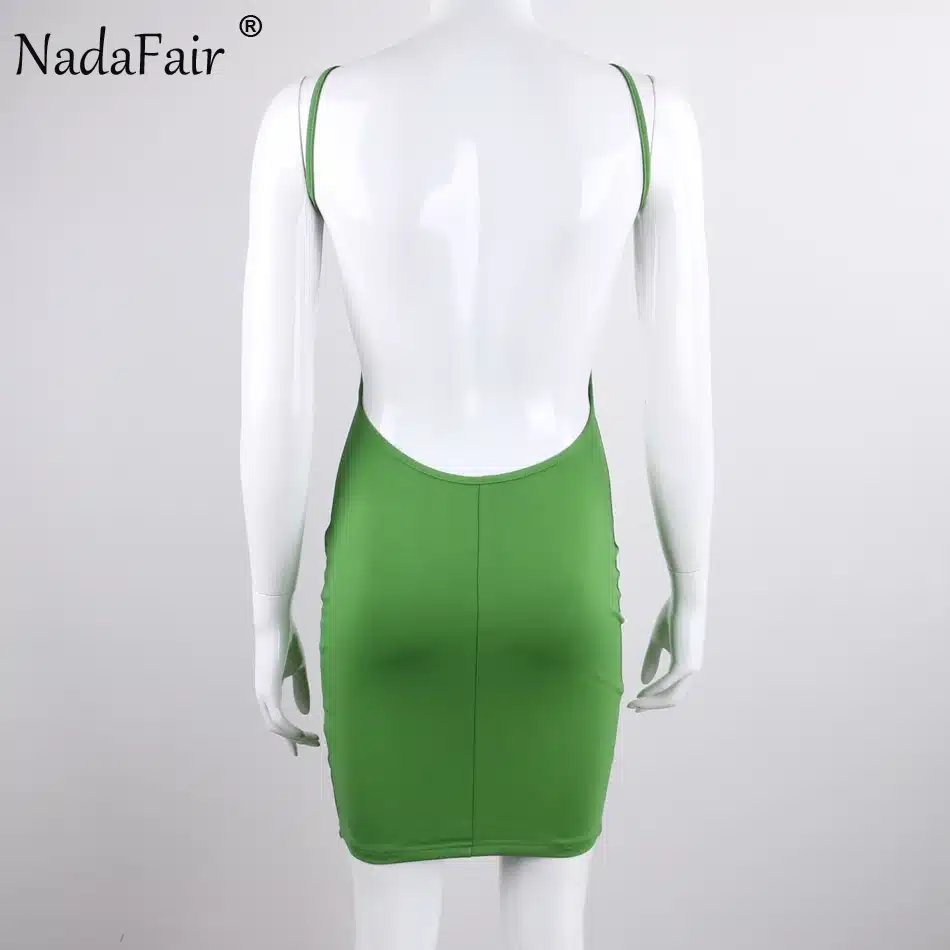 Nadafair 95% Cotton Spaghetti Strap Black Sexy Club Backless Bodycon Dress Women Summer Beach Casual Mini Dress 40
