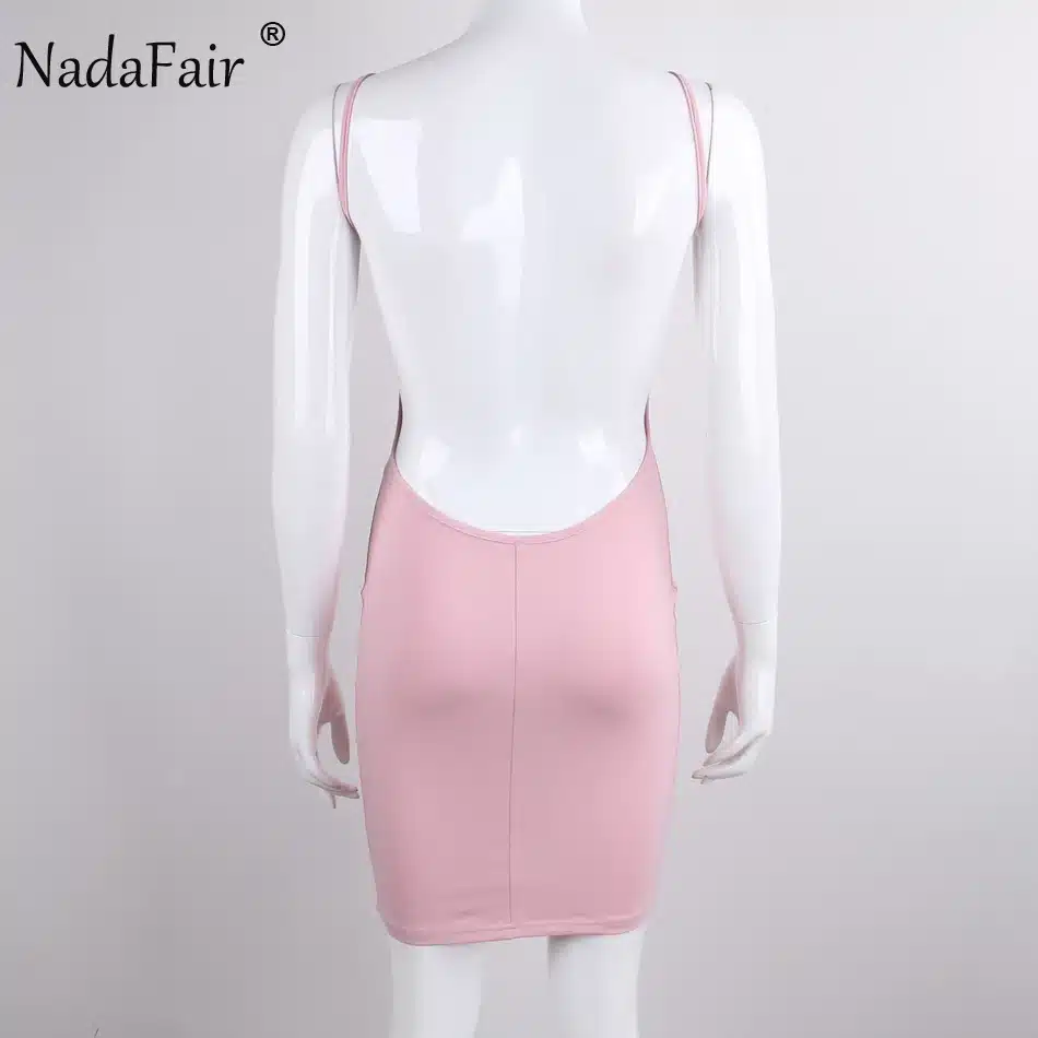Nadafair 95% Cotton Spaghetti Strap Black Sexy Club Backless Bodycon Dress Women Summer Beach Casual Mini Dress 45