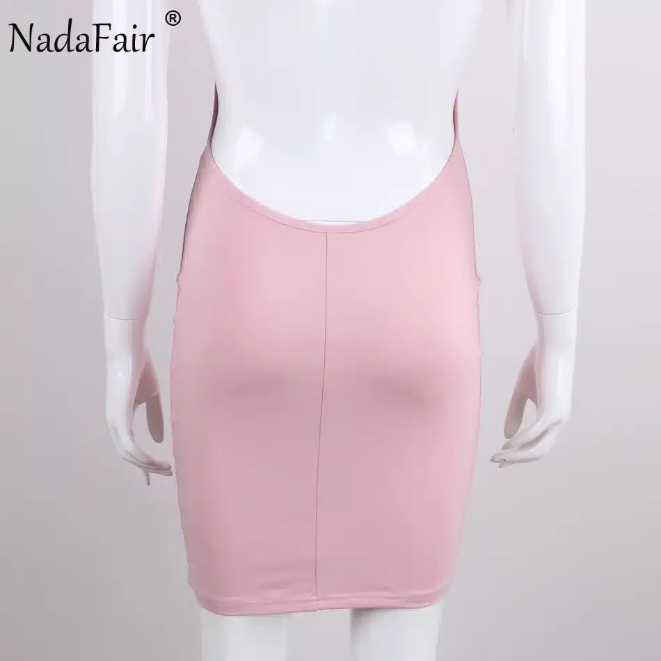 Nadafair 95% Cotton Spaghetti Strap Black Sexy Club Backless Bodycon Dress Women Summer Beach Casual Mini Dress 46