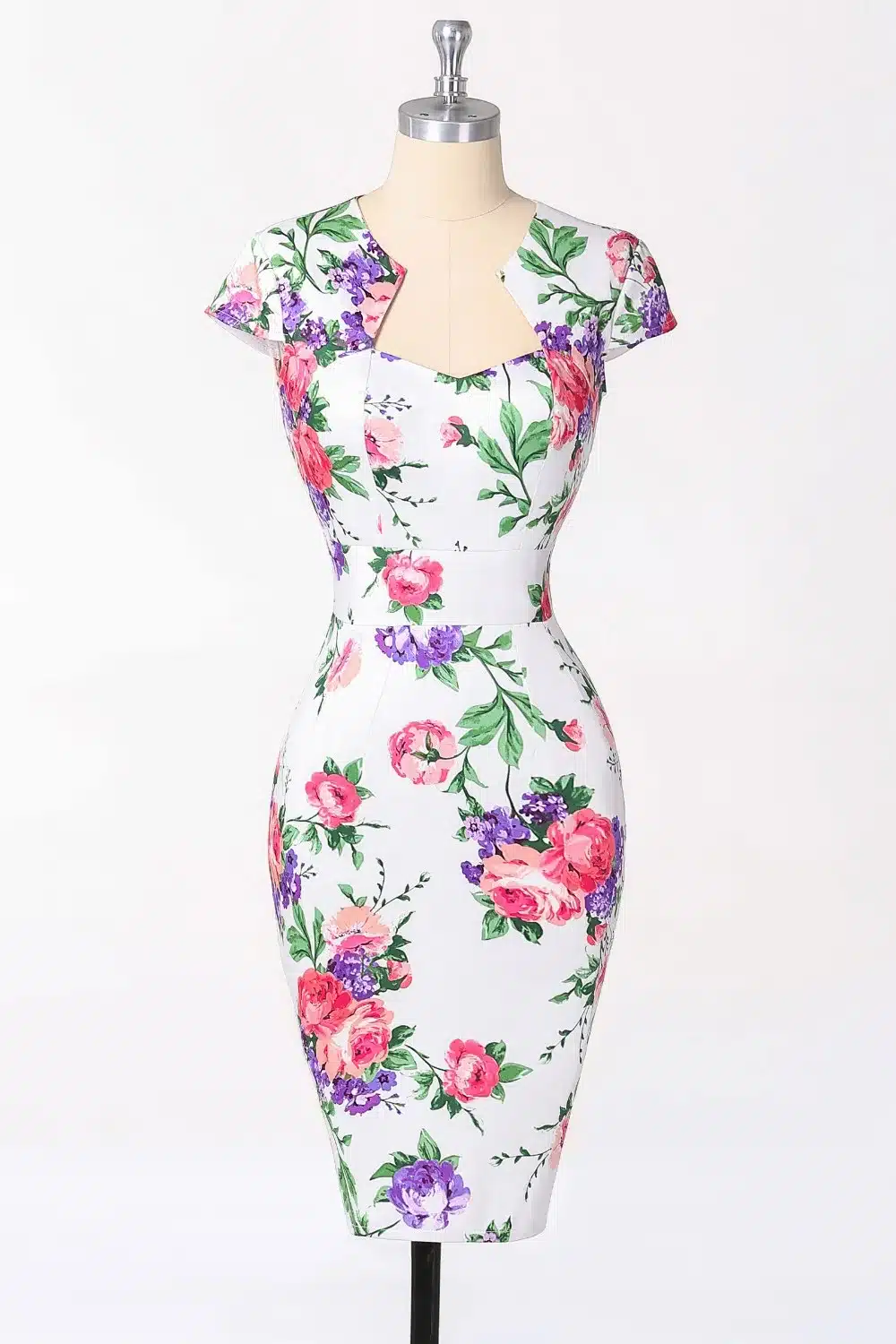 Women Plus Size Pencil Dresses Rockabilly Clothing 2018 Floral Summer Casual Party Office Dress Sexy 50s Vintage Bodycon Dress 14