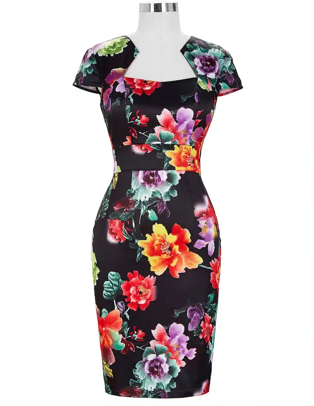 Women Plus Size Pencil Dresses Rockabilly Clothing 2018 Floral Summer Casual Party Office Dress Sexy 50s Vintage Bodycon Dress 21