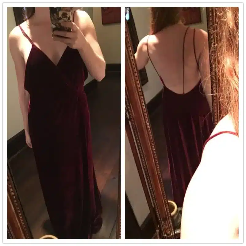 COLROVIE Burgundy Velvet Maxi Backless Dress Womens Autumn Party Dresses Deep V Neck Long Elegant Dress New Strappy Wrap Dress 15