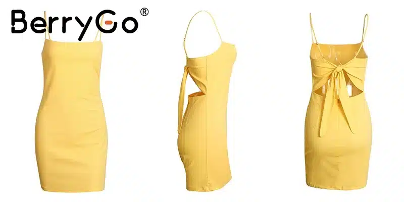 BerryGo Bow casual linen sexy dress Backless 2017 beach summer dress women sundress Slim fit bodycon white short dress vestidos 16