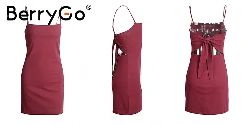 BerryGo Bow casual linen sexy dress Backless 2017 beach summer dress women sundress Slim fit bodycon white short dress vestidos 19