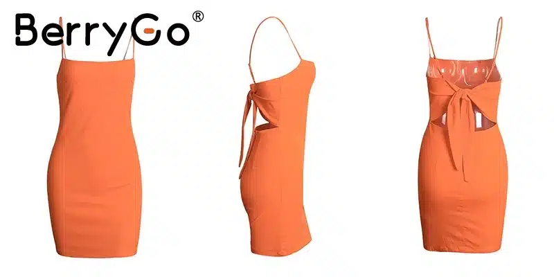 BerryGo Bow casual linen sexy dress Backless 2017 beach summer dress women sundress Slim fit bodycon white short dress vestidos 20