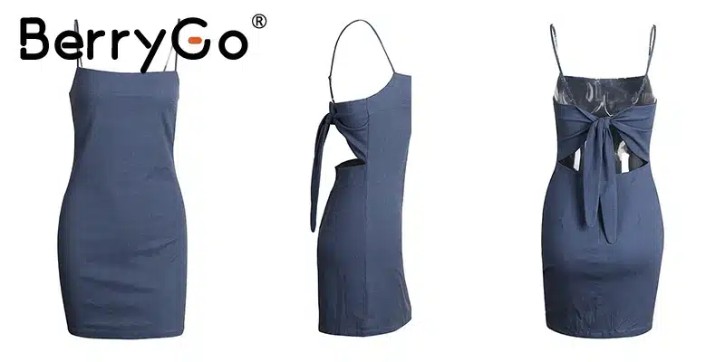 BerryGo Bow casual linen sexy dress Backless 2017 beach summer dress women sundress Slim fit bodycon white short dress vestidos 23