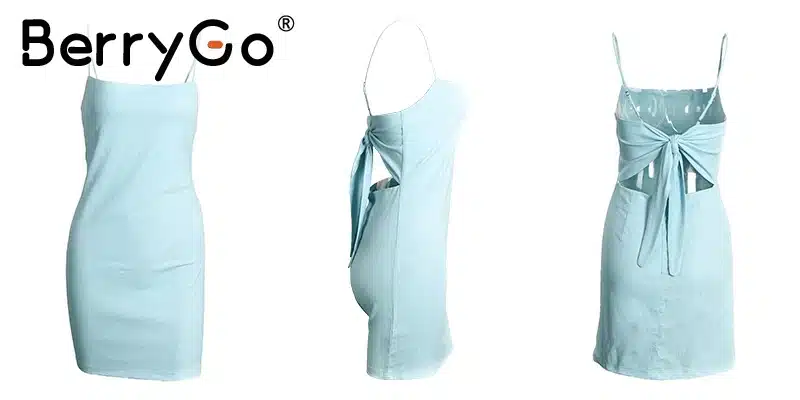 BerryGo Bow casual linen sexy dress Backless 2017 beach summer dress women sundress Slim fit bodycon white short dress vestidos 24