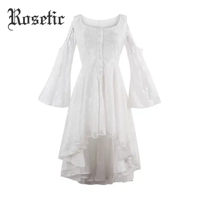 Rosetic Gothic Asymmetrical Dress Black Lace Hollow Fashion Casual Dress Women Witch Streetwear Preppy Dark Sexy Mod Goth Dress 31