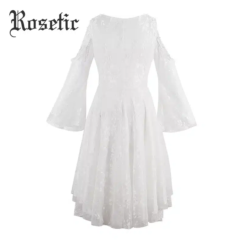 Rosetic Gothic Asymmetrical Dress Black Lace Hollow Fashion Casual Dress Women Witch Streetwear Preppy Dark Sexy Mod Goth Dress 32