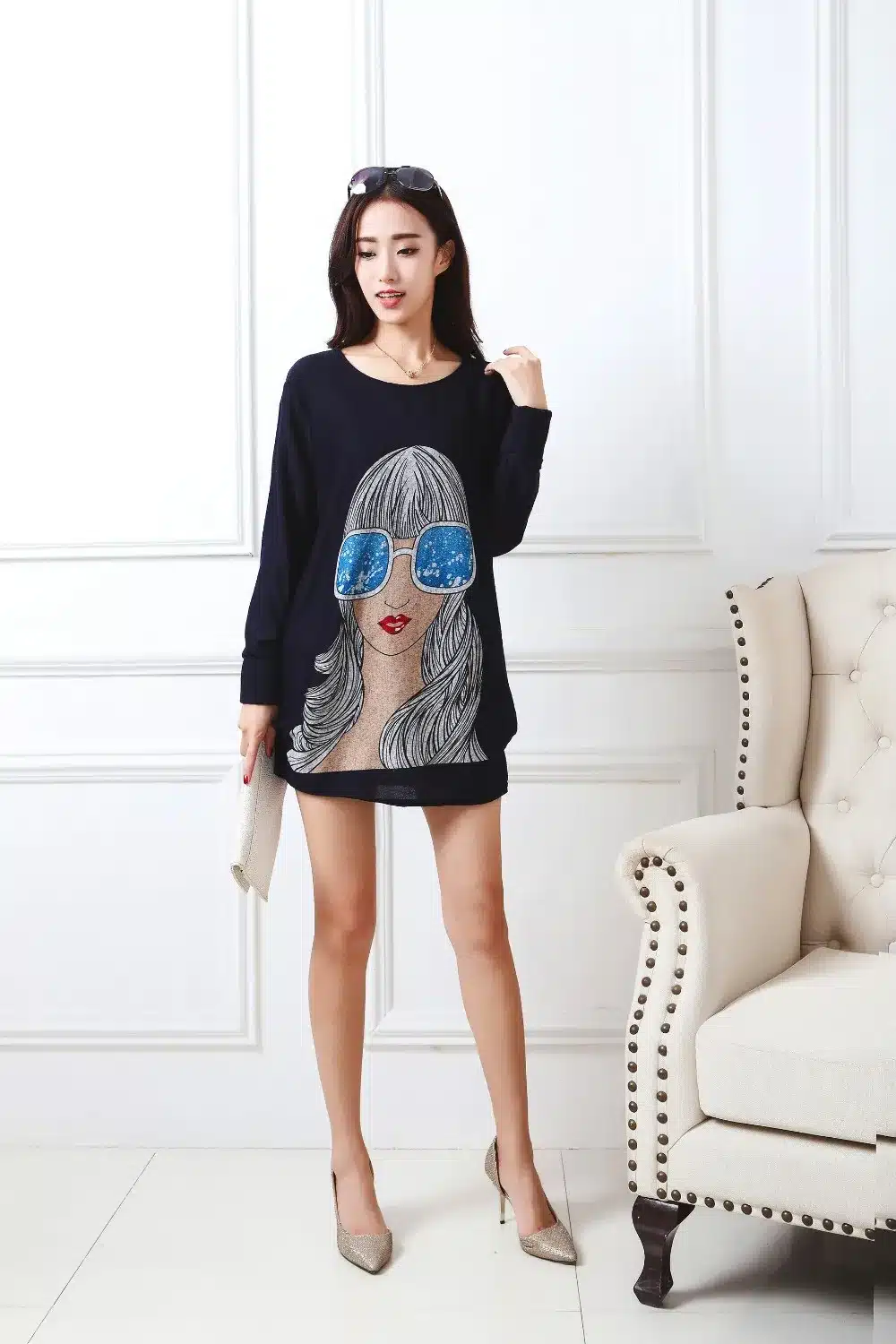 New autumn winter 2017 Fashion Women long sleeve Dresses Plus Size Dress Loose girl casual tops 4xl 5XL tunic pullover elegant 43