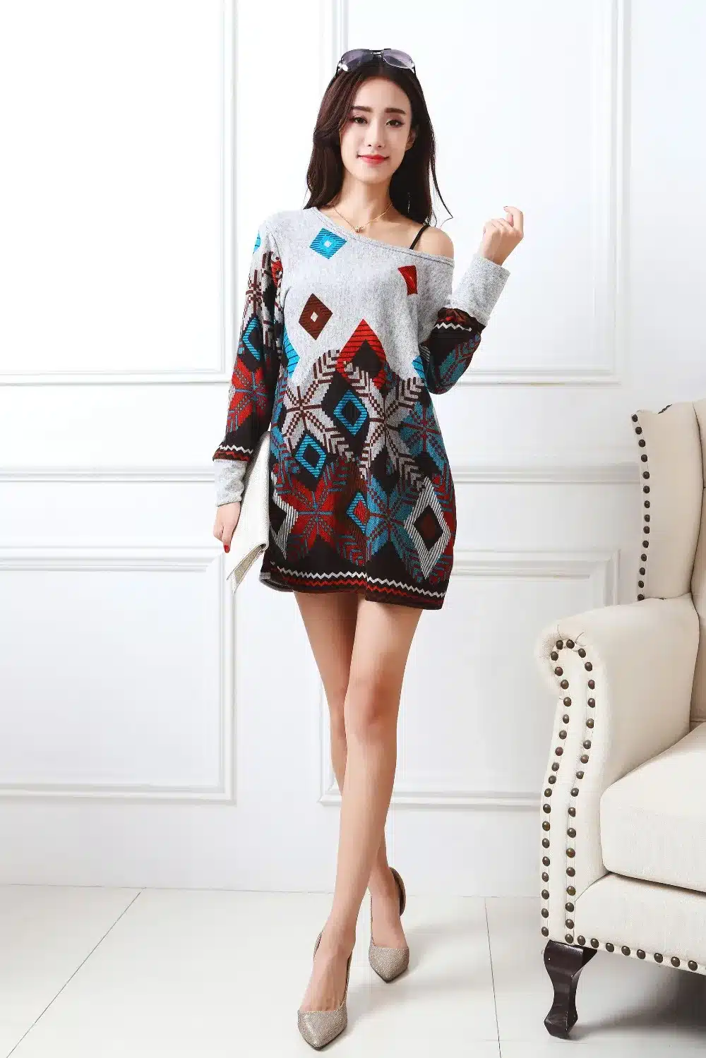 New autumn winter 2017 Fashion Women long sleeve Dresses Plus Size Dress Loose girl casual tops 4xl 5XL tunic pullover elegant 48