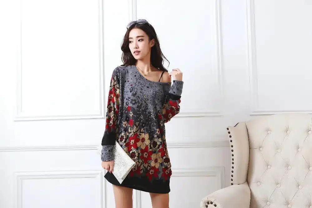 New autumn winter 2017 Fashion Women long sleeve Dresses Plus Size Dress Loose girl casual tops 4xl 5XL tunic pullover elegant 50