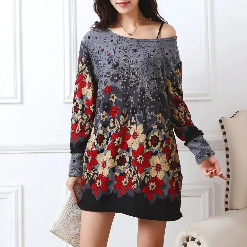New autumn winter 2017 Fashion Women long sleeve Dresses Plus Size Dress Loose girl casual tops 4xl 5XL tunic pullover elegant 56