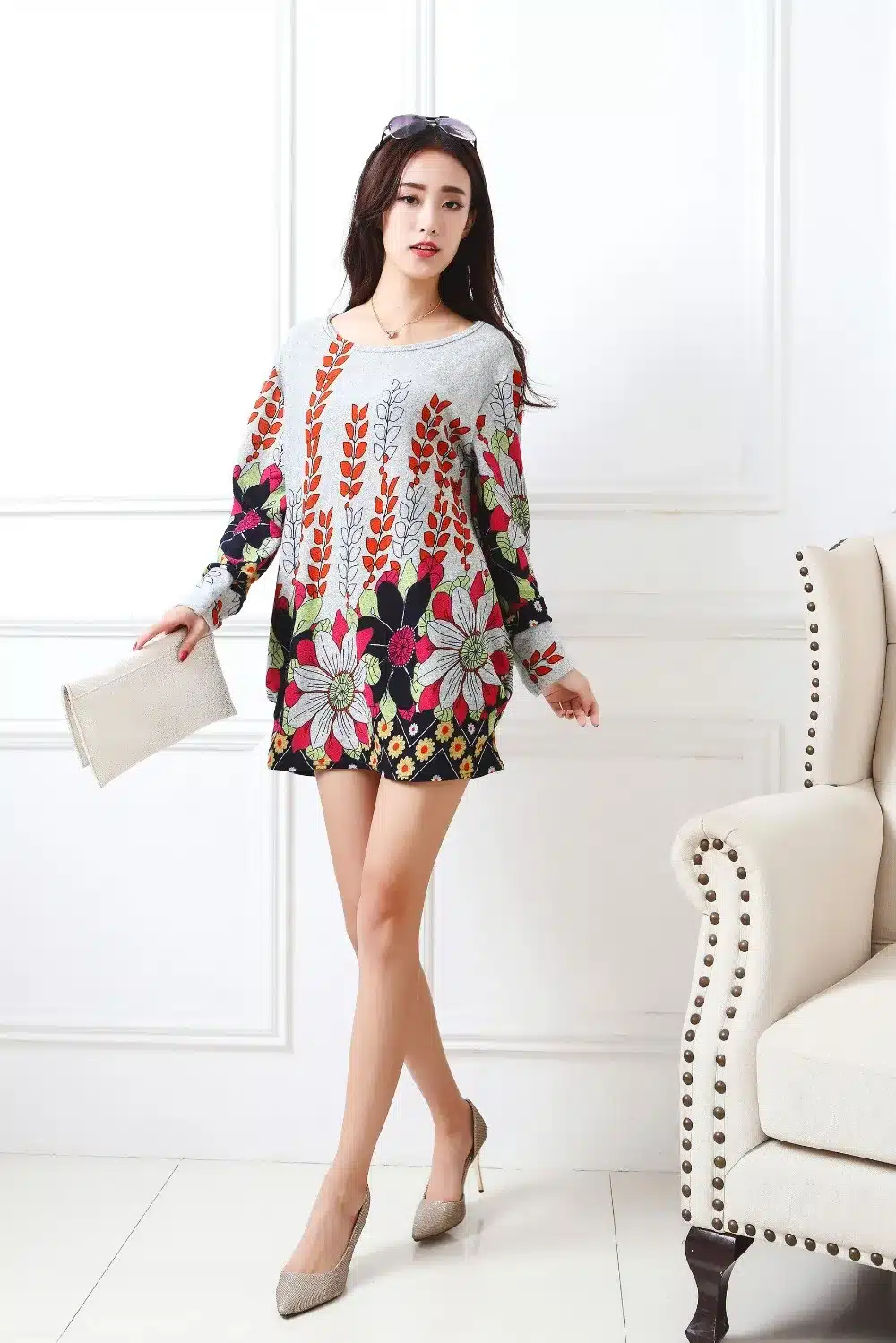 New autumn winter 2017 Fashion Women long sleeve Dresses Plus Size Dress Loose girl casual tops 4xl 5XL tunic pullover elegant 62