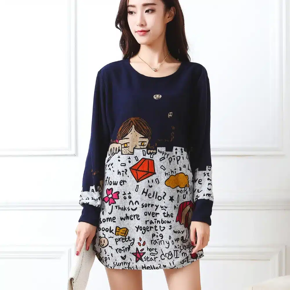 New autumn winter 2017 Fashion Women long sleeve Dresses Plus Size Dress Loose girl casual tops 4xl 5XL tunic pullover elegant 64