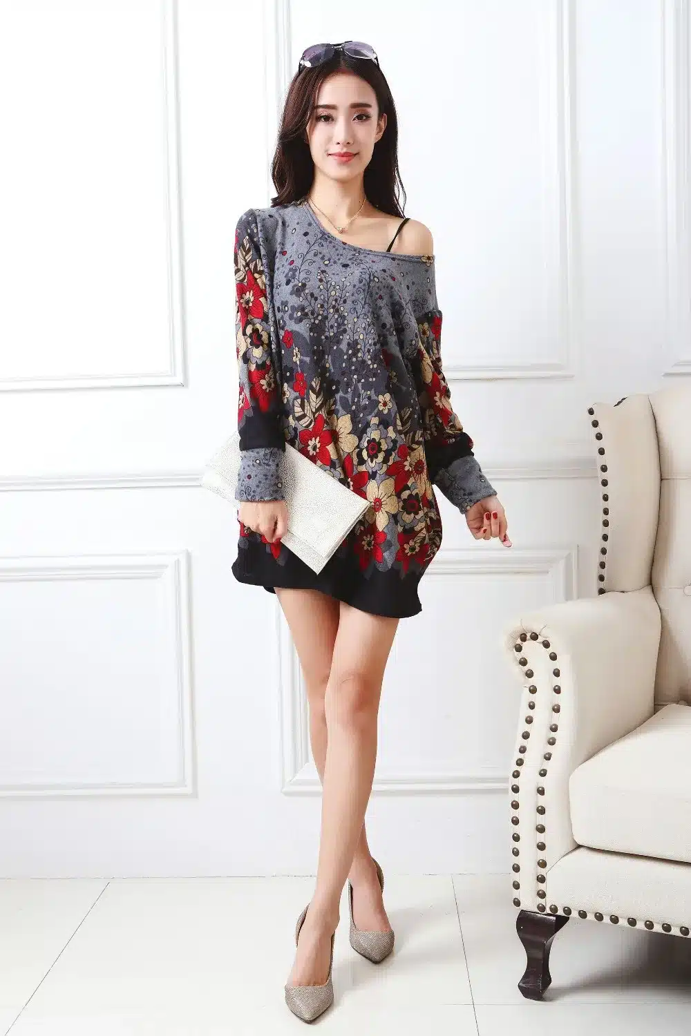 New autumn winter 2017 Fashion Women long sleeve Dresses Plus Size Dress Loose girl casual tops 4xl 5XL tunic pullover elegant 65