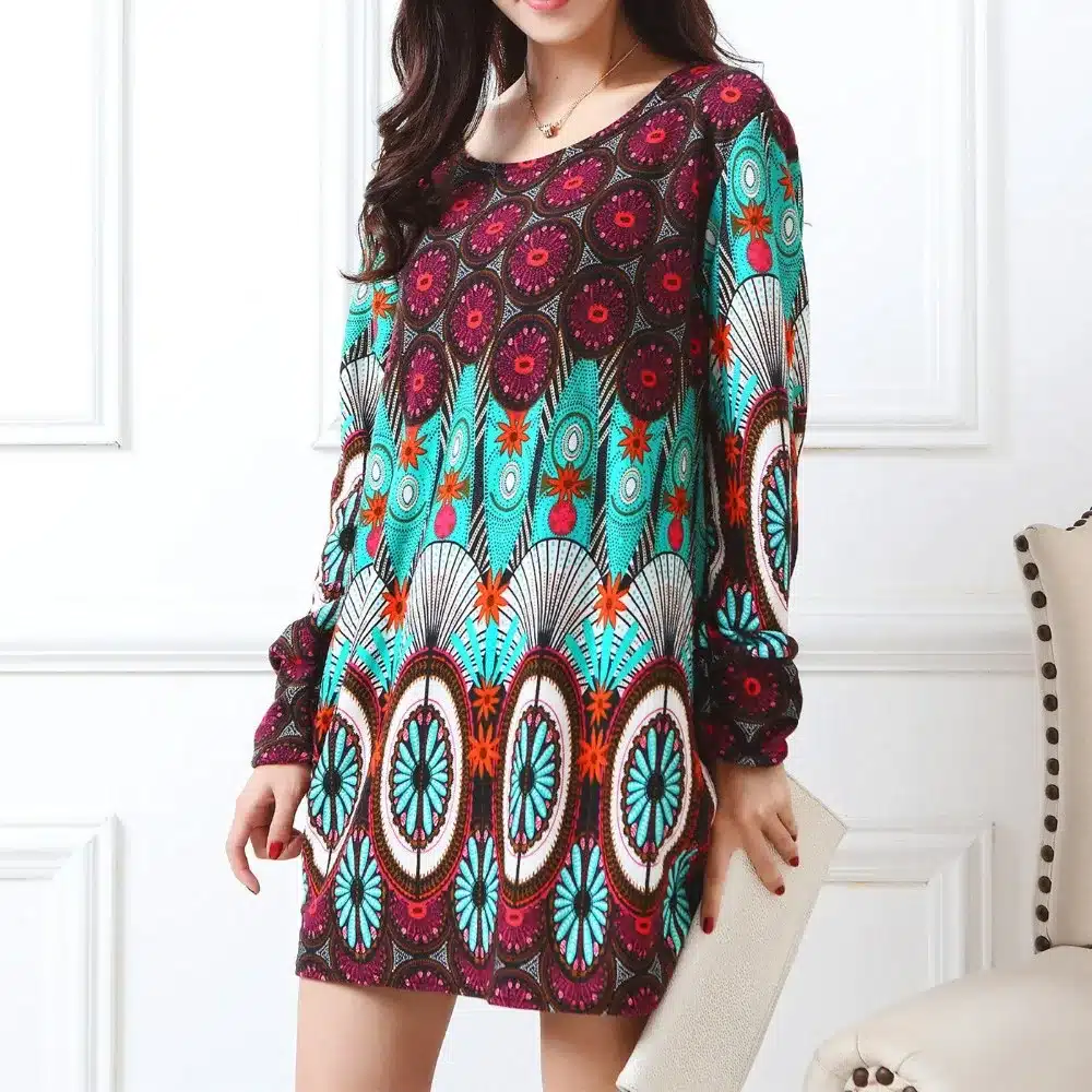 New autumn winter 2017 Fashion Women long sleeve Dresses Plus Size Dress Loose girl casual tops 4xl 5XL tunic pullover elegant 71