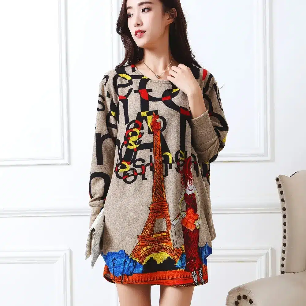 New autumn winter 2017 Fashion Women long sleeve Dresses Plus Size Dress Loose girl casual tops 4xl 5XL tunic pullover elegant 77