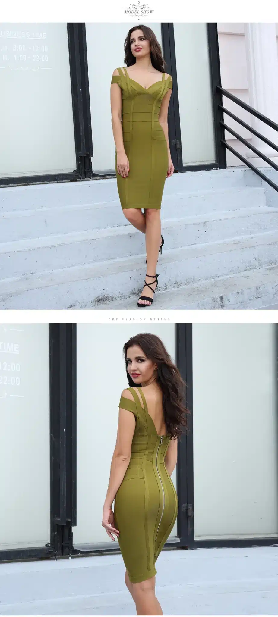 ADYCE Bandage Dress 2018 Women Party Dress Olive Green Off the Shoulder Stunning Celebrity Prom Sexy Bodycon Dresses Vestidos 13
