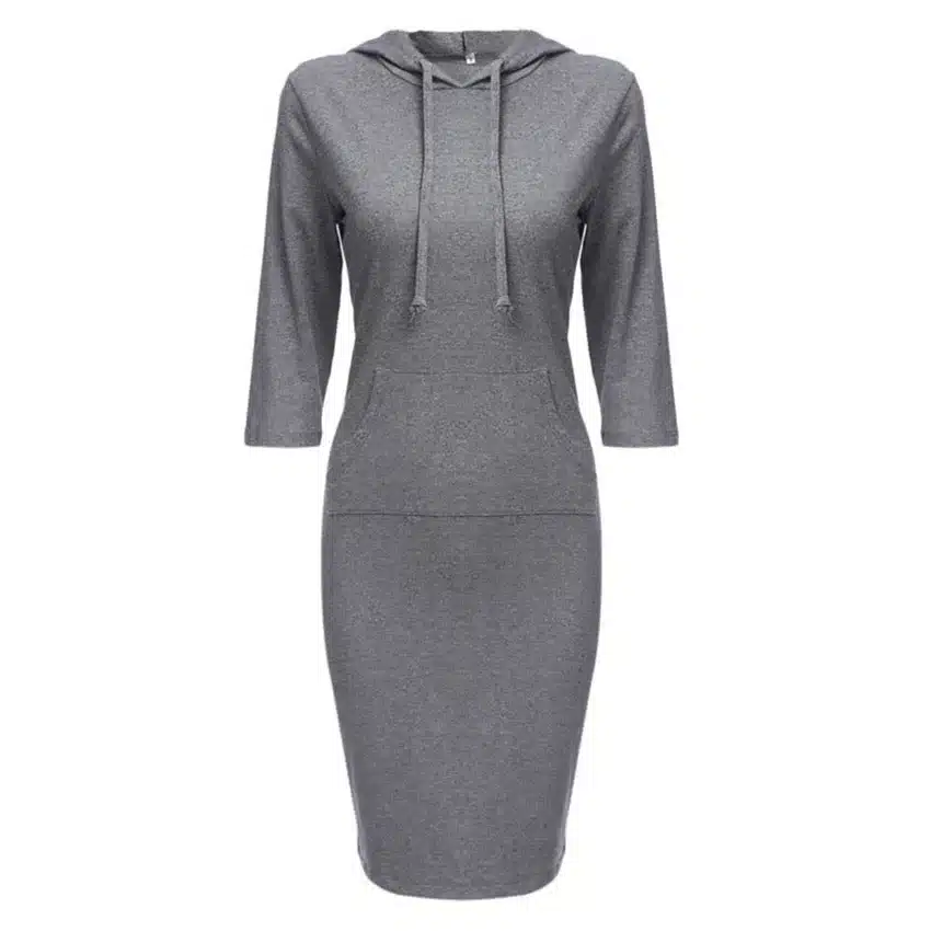 2018 Fashion Women Striped Hoody Hoodie Hooded with Pockets Spring Autumn Wear Bodycon Soft Elasticity Casual Pencil Dress 9