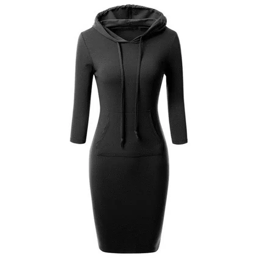 2018 Fashion Women Striped Hoody Hoodie Hooded with Pockets Spring Autumn Wear Bodycon Soft Elasticity Casual Pencil Dress 10