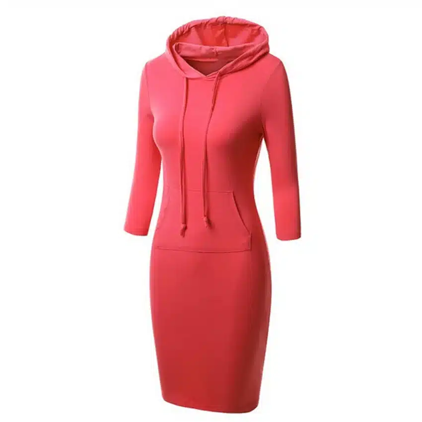 2018 Fashion Women Striped Hoody Hoodie Hooded with Pockets Spring Autumn Wear Bodycon Soft Elasticity Casual Pencil Dress 11