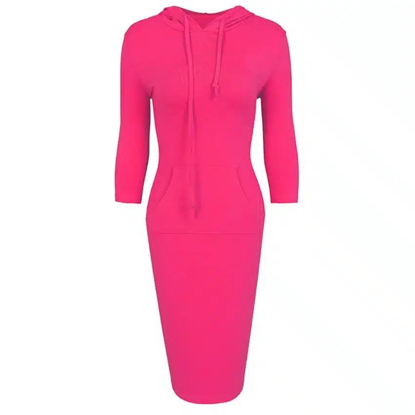 2018 Fashion Women Striped Hoody Hoodie Hooded with Pockets Spring Autumn Wear Bodycon Soft Elasticity Casual Pencil Dress 12