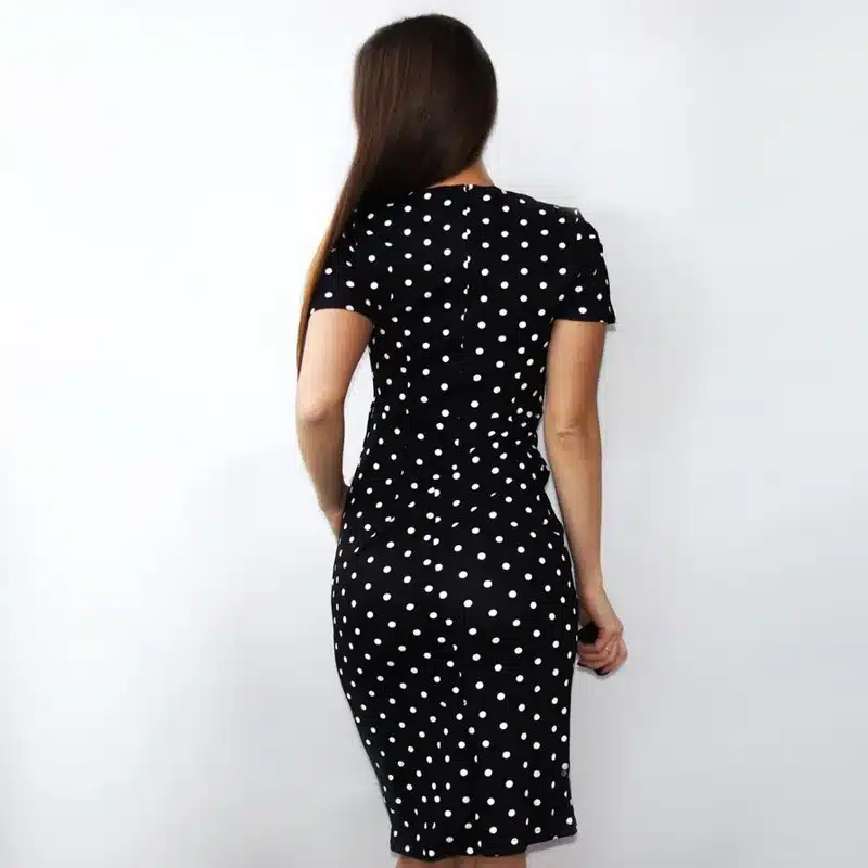 Women Dress Summer Frill Asymmetircal Work Business Pencil Dot Polka Office Knee Length Dresses Plus Size 4XL Womens Clothing 21