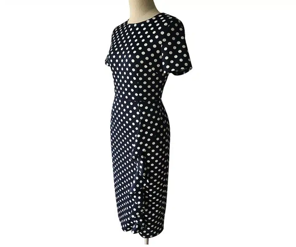 Women Dress Summer Frill Asymmetircal Work Business Pencil Dot Polka Office Knee Length Dresses Plus Size 4XL Womens Clothing 33