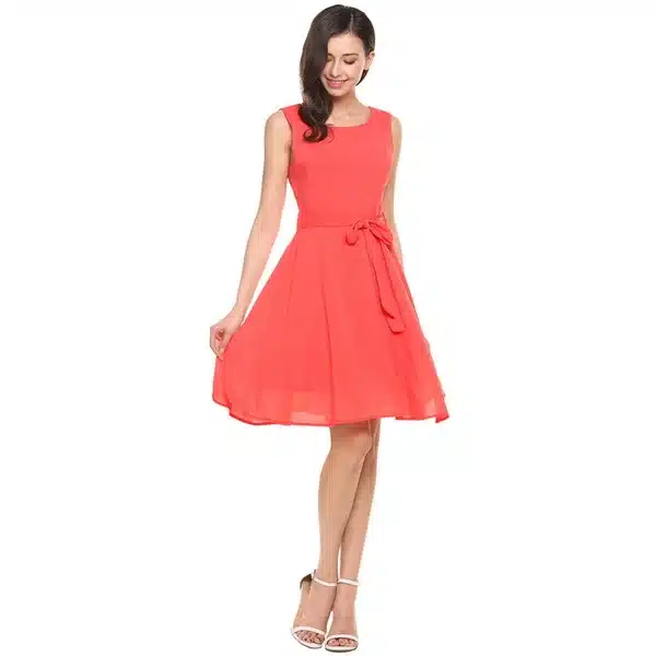 Zeagoo Women Chiffon Dress Elegant High Waist Tank Dress Summer Casual Party Swing Sleeveless Dress With Belt Women's Dresses XL 10