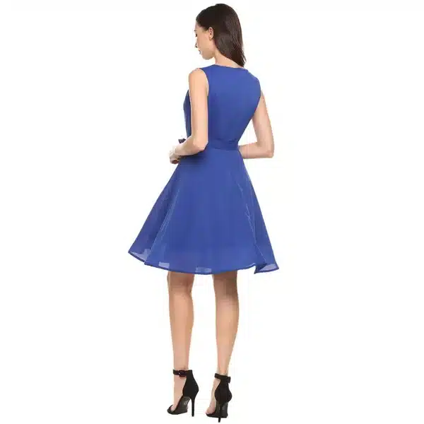 Zeagoo Women Chiffon Dress Elegant High Waist Tank Dress Summer Casual Party Swing Sleeveless Dress With Belt Women's Dresses XL 15